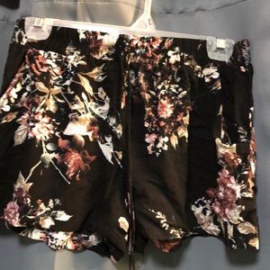 Black floral shorts